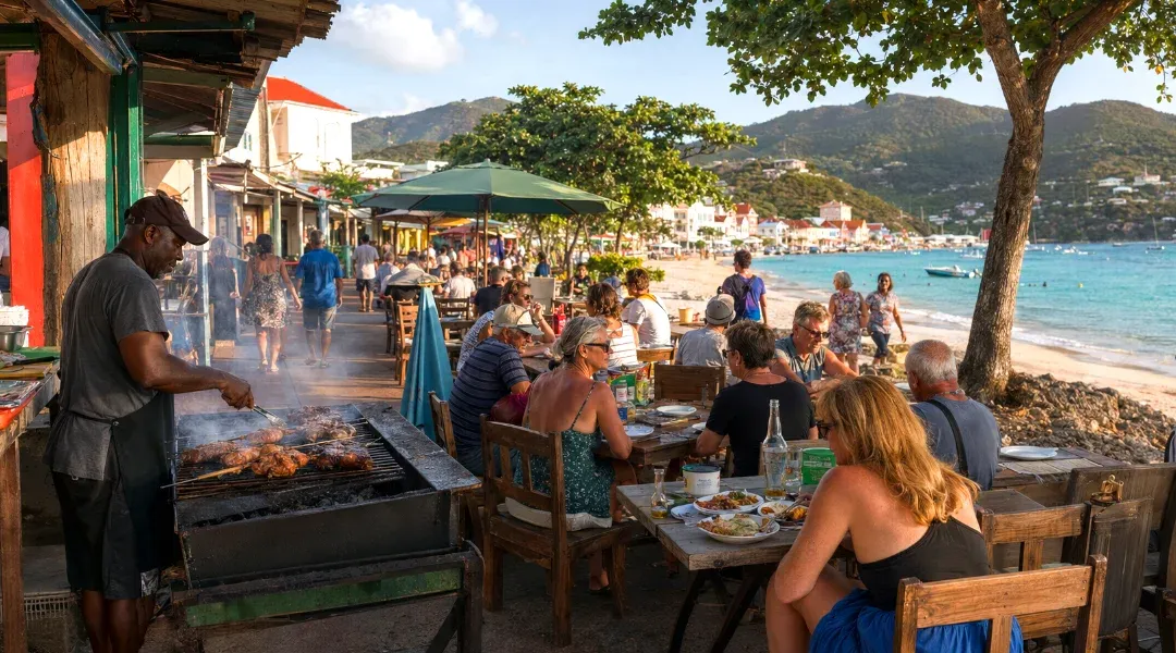 Grillades locales le long de sa baie de Grand-Case